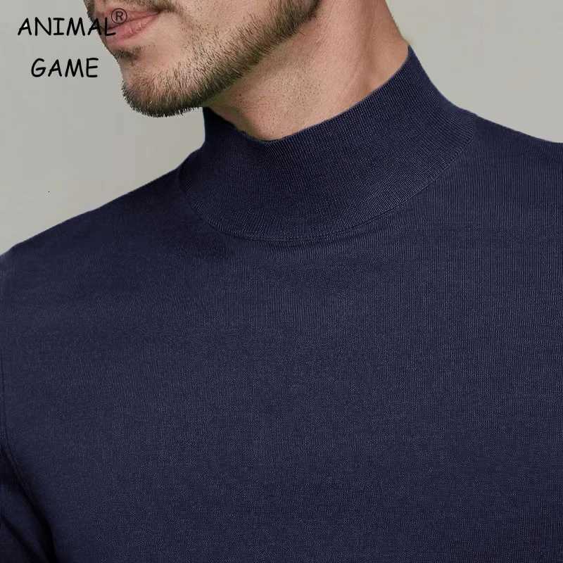Men's Sweaters New Mens Mock Neck Knitted Sweater Autumn Outdoor Solid Color Pullover Streetwear Winter Warm Lightweight Basic Knitwear D261009