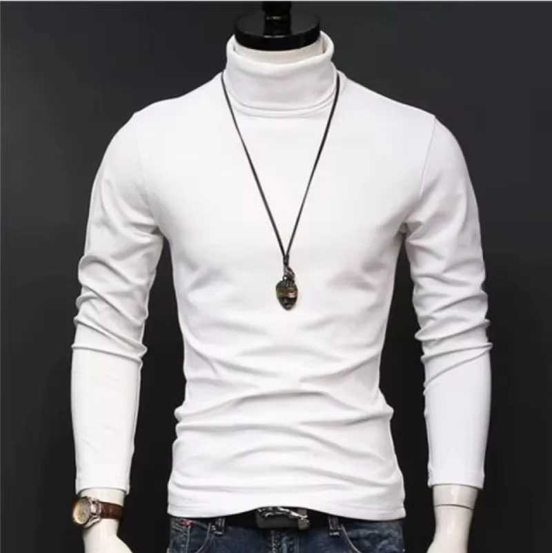 Men's Sweaters Spring Autumn Thin Men Pullovers Sweaters Turtleneck Knitted Sweater for Men Clothing Male Sweaters Full Black White Tops D26100