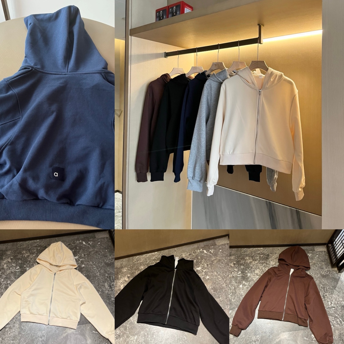 A3049 Short Zipper Hoodie Womens Solid Color Cardigan and Slimming Sweater for Fall Hooded Sweatshirt Gym Clothes Women Pullover Jacket
