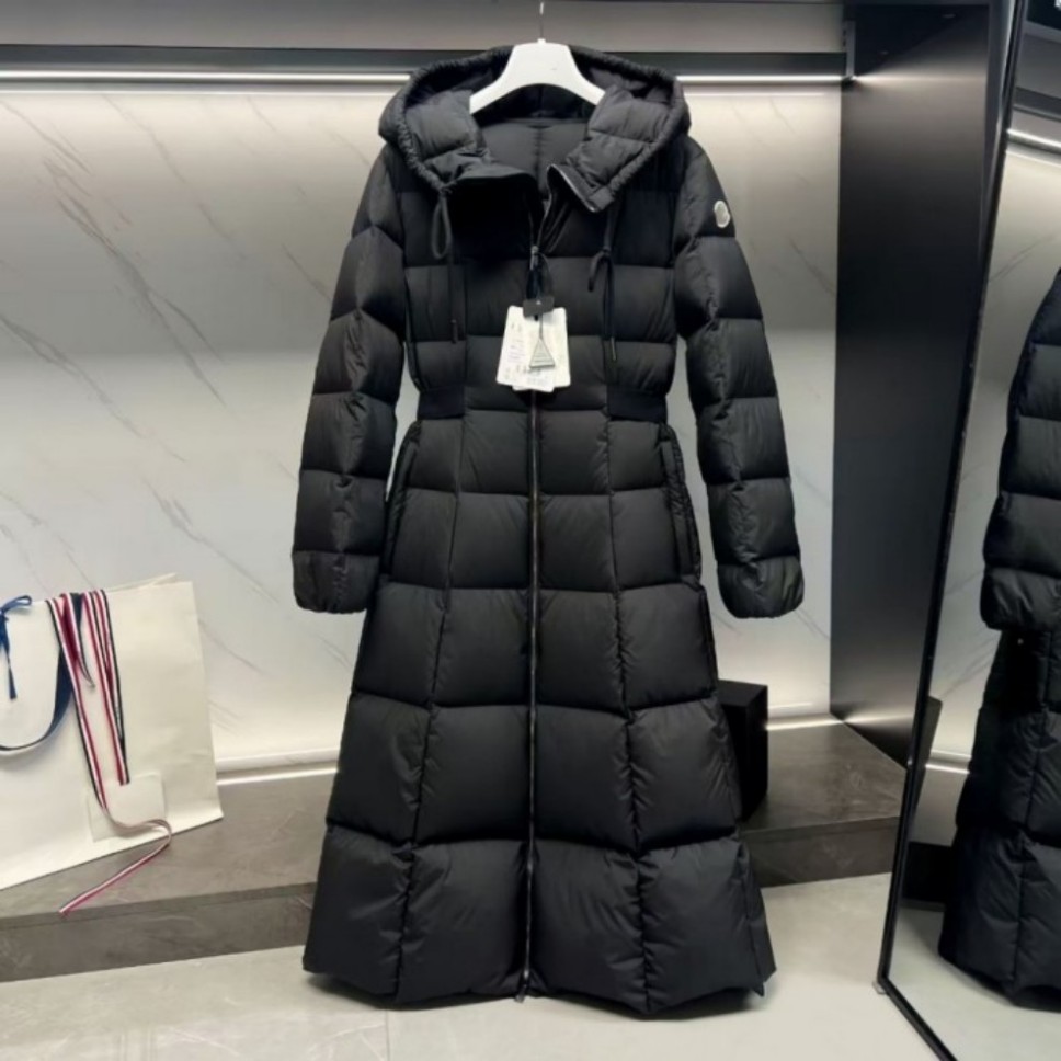 ladies long winter puffer jacket doudoune femme 95 white goose down hooded fur collar slim waist down coat premium quality women cold proof outerwea