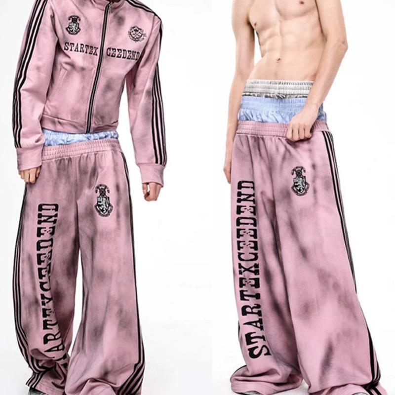 Ensemble sweat-shirt à capuche et pantalon large pour hommes et femmes, surdimensionné, Vintage, lavage, Streetwear, Hip Hop, unisexe, imprimé gr