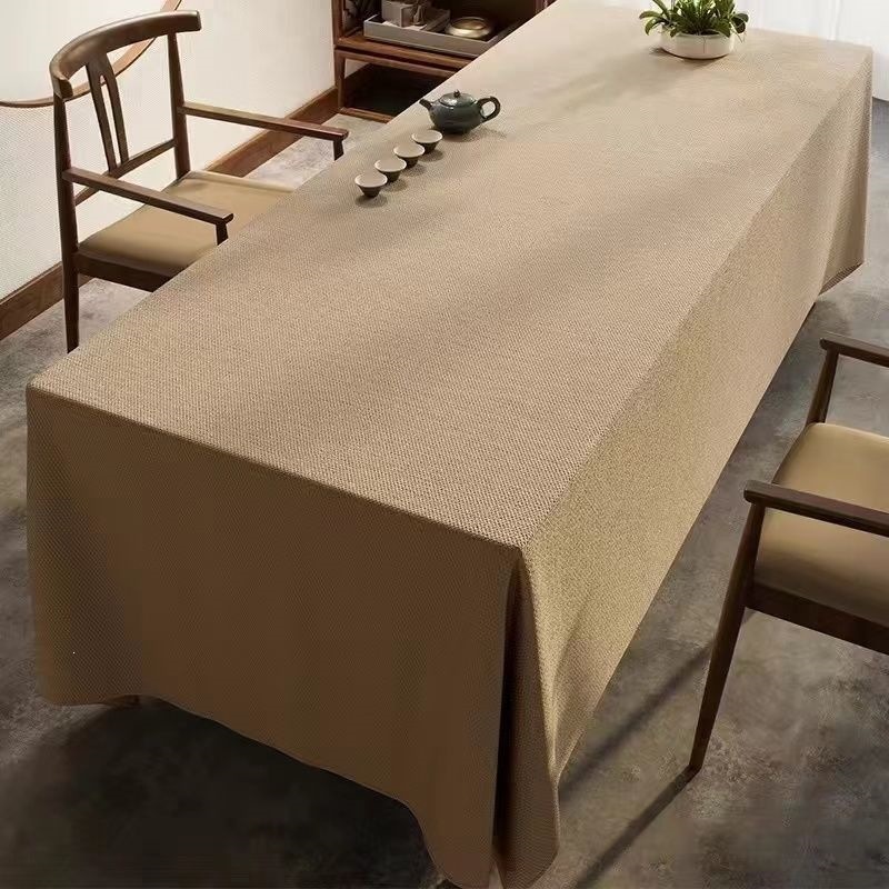 Nappe épaisse en coton et lin de couleur unie, nappe basse en lin, nappe de table à manger, tissu de couverture rectangulaire pour bureau domesti