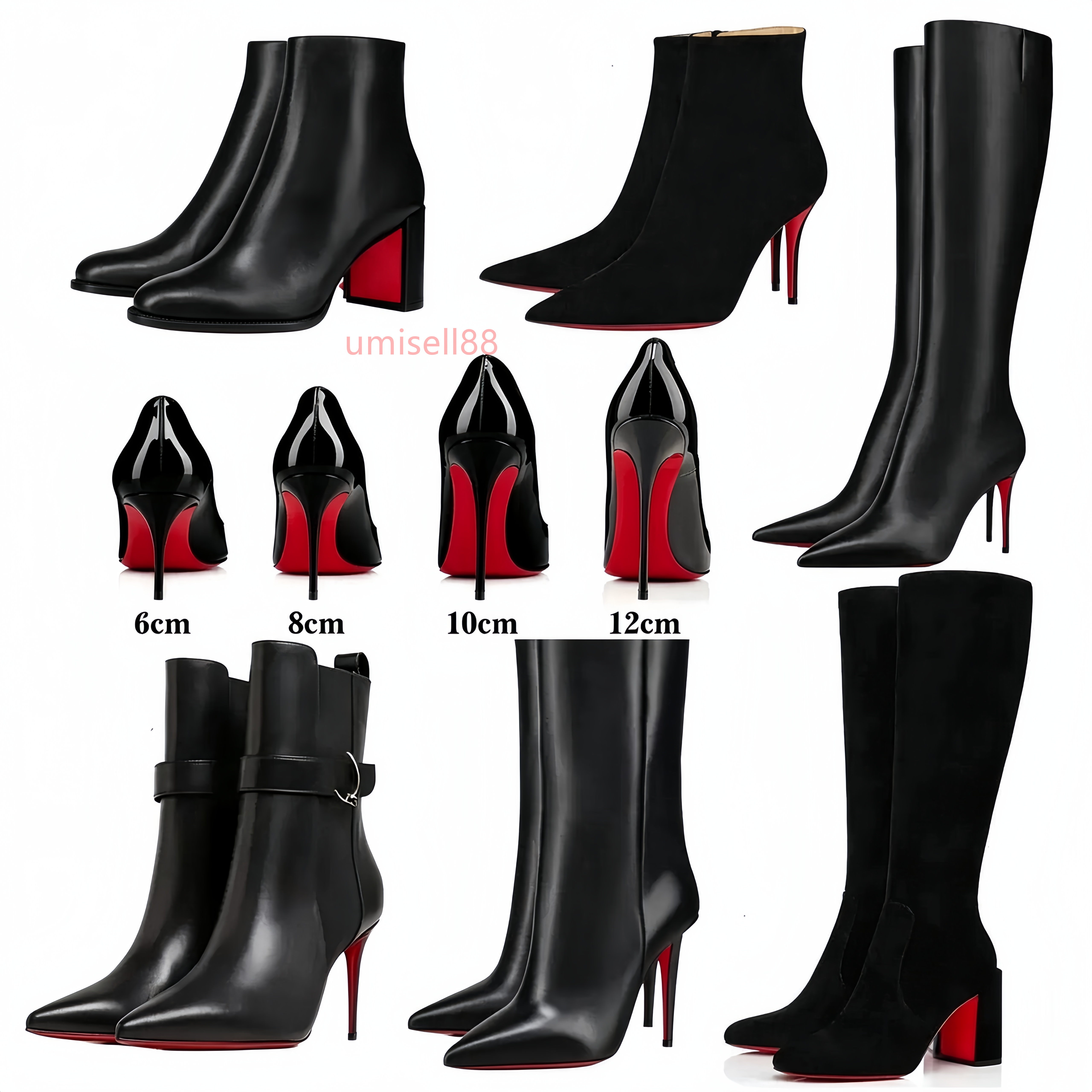 Designer boots womens brand heels women dress shoes Red Shiny Bottom Boots Toe High Heels Stiletto Genuine Leather Woman Boots 35-42
