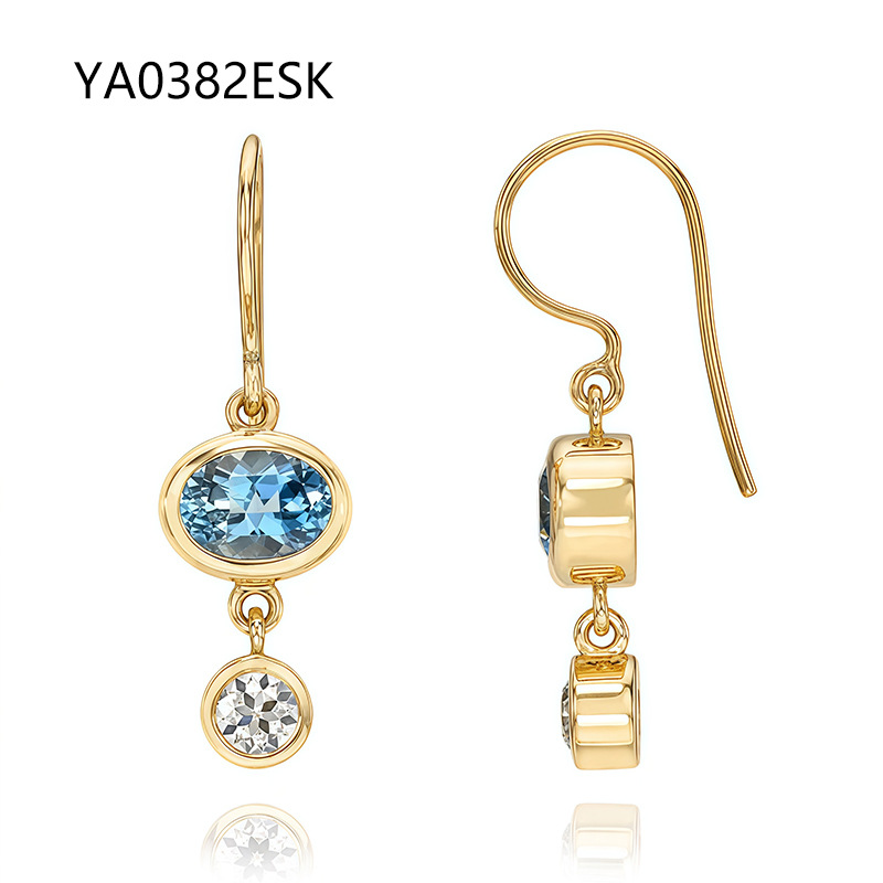 Natural lab-grown diamond earring designer earring Gemstone topaz Earrings for Women Ins High-End S925 Sterling Silver 18k Gold Plated Cultured Ston