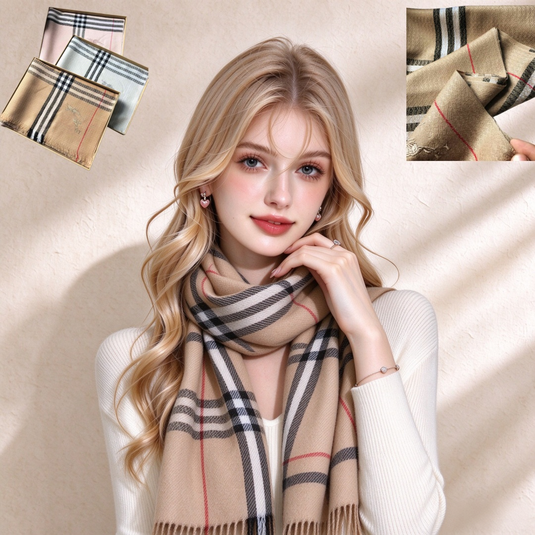 100% cashmere scarf designer women scarf gift BOX soft breathable scarf brand new letter scarf suitable for autumn winter Classic check pattern s