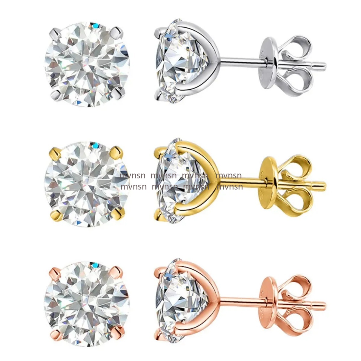 Earrings jewelry woman designer moissanite Round Cut Solitaire Stud Earrings Women Sparkling Classic 4 Prong Lab Diamond Ear Studs 925 Silver Christ