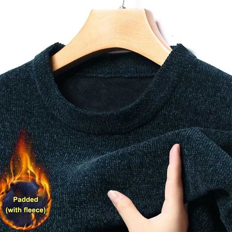 Men's Sweaters Men's Autumn Winter Round Neck Green Sweater Slim Fit Casual Knitted Top Thickened Winter Knitwear Male Outwear Solid 3XL 4