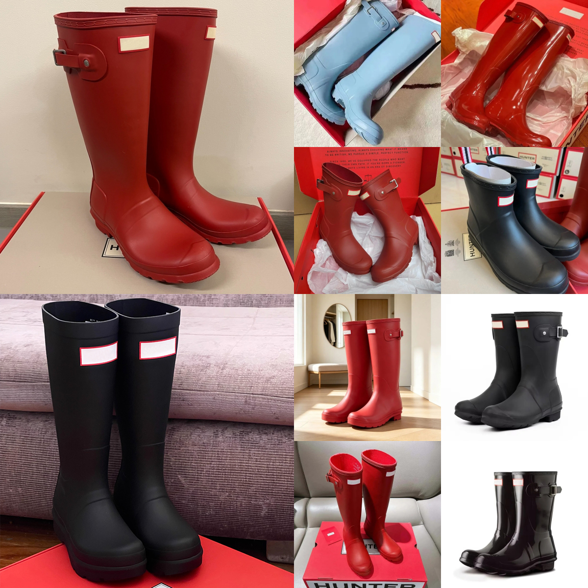 Winter Hunters Femmes Hommes Designer Bottes de pluie Wellies de luxe Bottes en caoutchouc antidérapantes de haute qualité Chaussures noires Cool