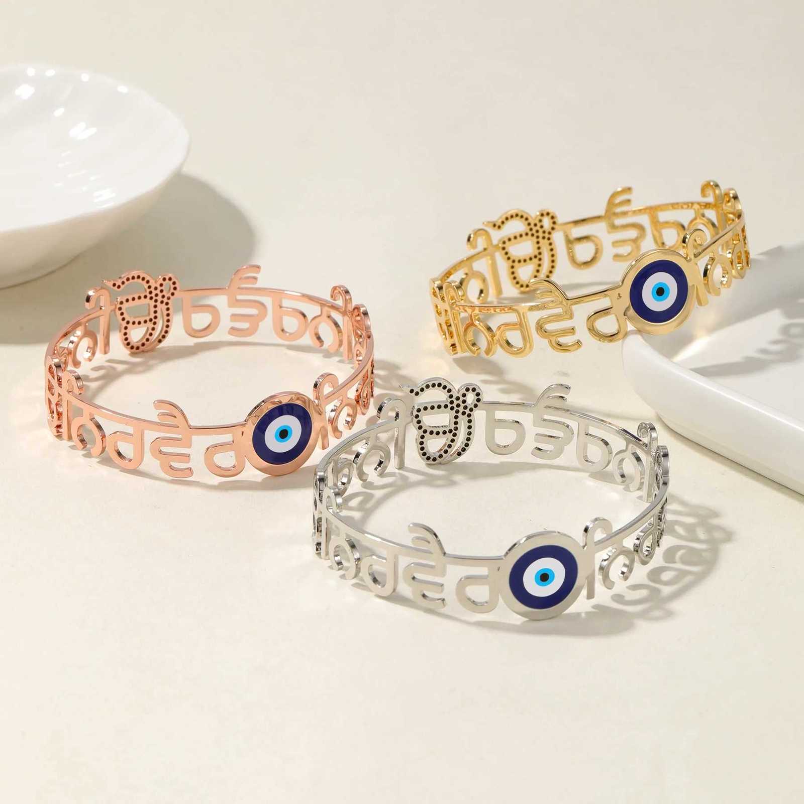 Bangle Punjabi Sikhism Devil's Eye Bracelet Ice Crystal Diamond 18K Stainless Steel Bracelet Gift Unique Symbol Religious Jewelry X261008