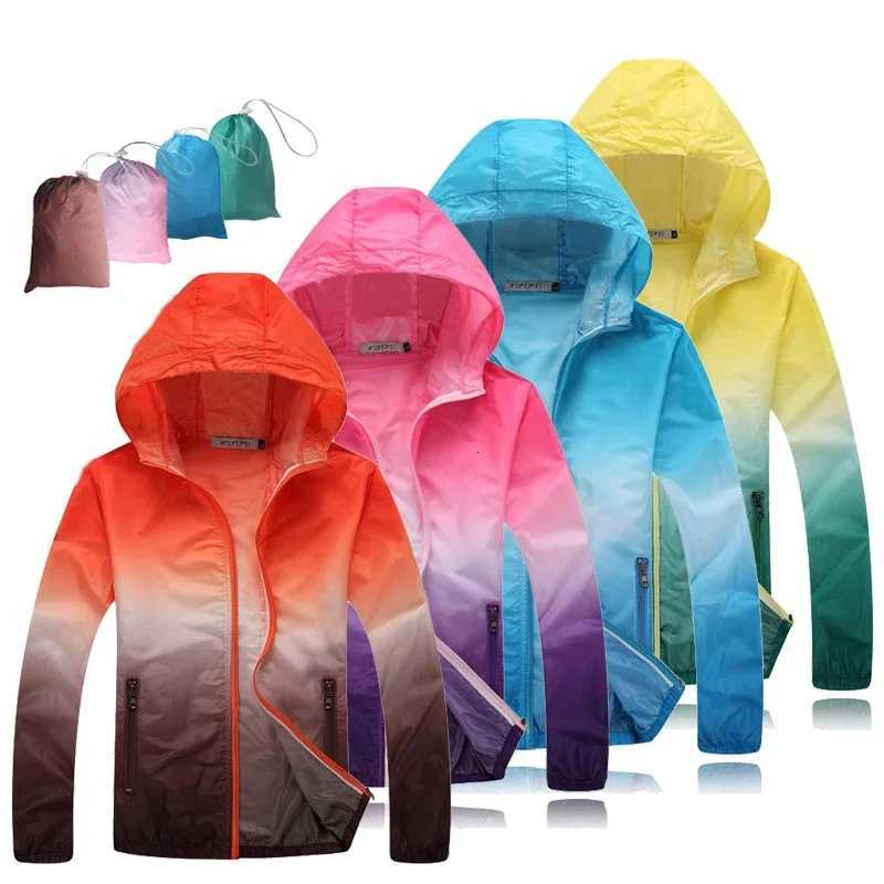 Outdoor Jackets Hoodies Men Women Childrens Teens Ultra-thin Ultra-light Clear Camping Jacket Anti-UV Quick Dry Skin Coat Gradient Color Windbreaker