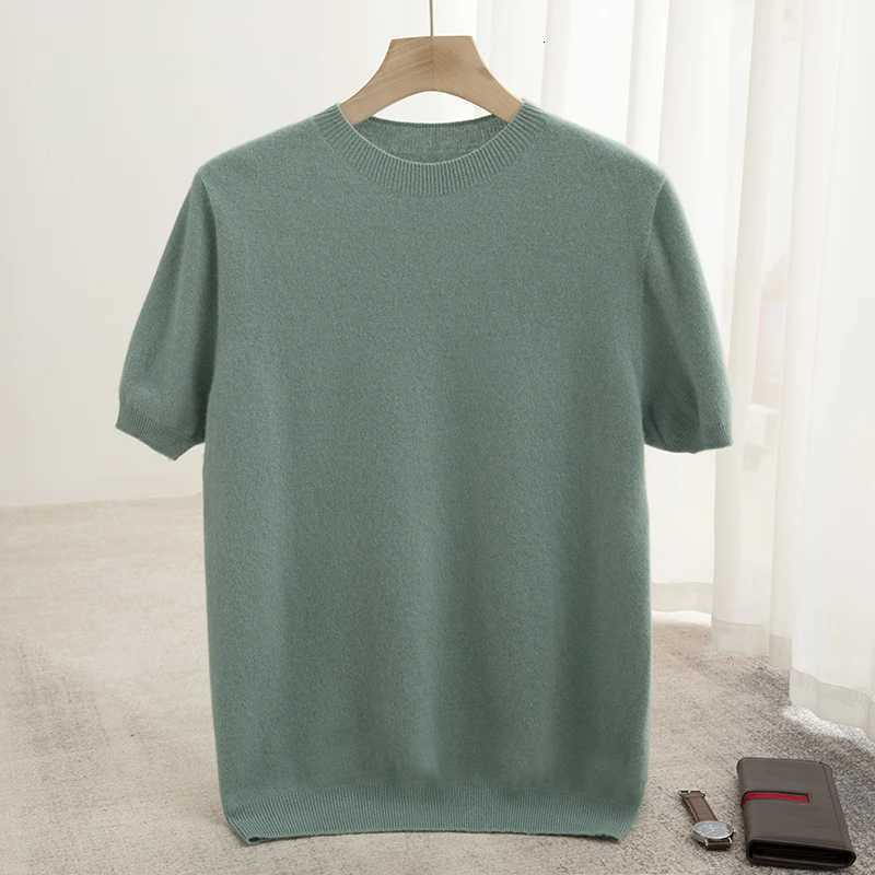 Men's Sweaters Autumn and winter new men's O-neck short sl1 loose plus size casual sweater 100% pure wool knitted T-shirt D261009