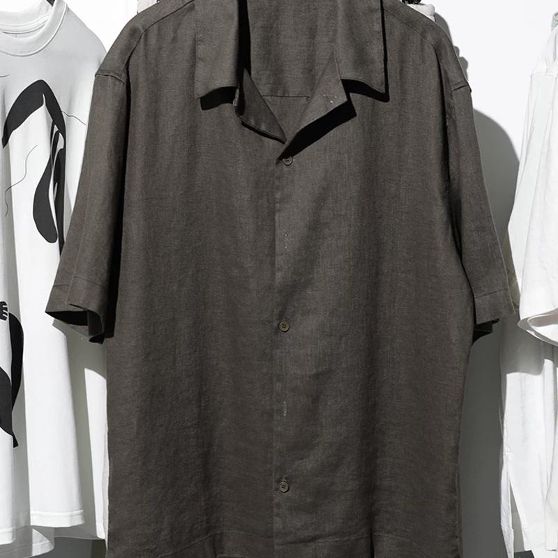 High-Quality Merchandise Men's 100% Linen Short Sleeve Shirt Solid Loose Casual Summer Button Down Collar Cool Wrinkle Free Beach Vacation Top