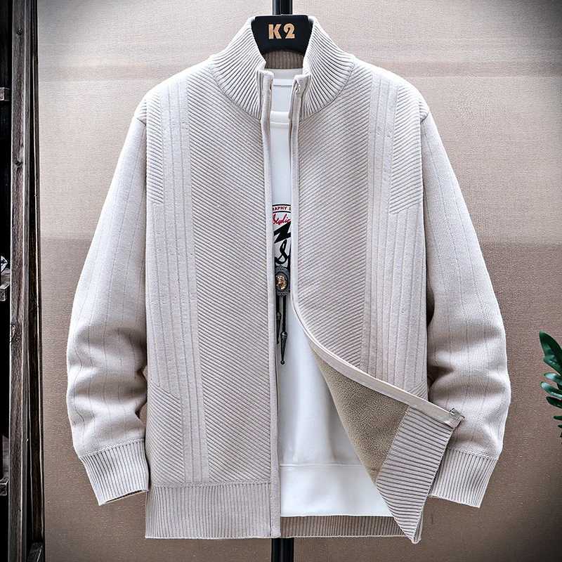 Men's Sweaters Winter Men's fl1 Sweater Cardigan Mock Neck Knit Sweater Coat Casual Knit Jacket Male Autumn Clothing D261009