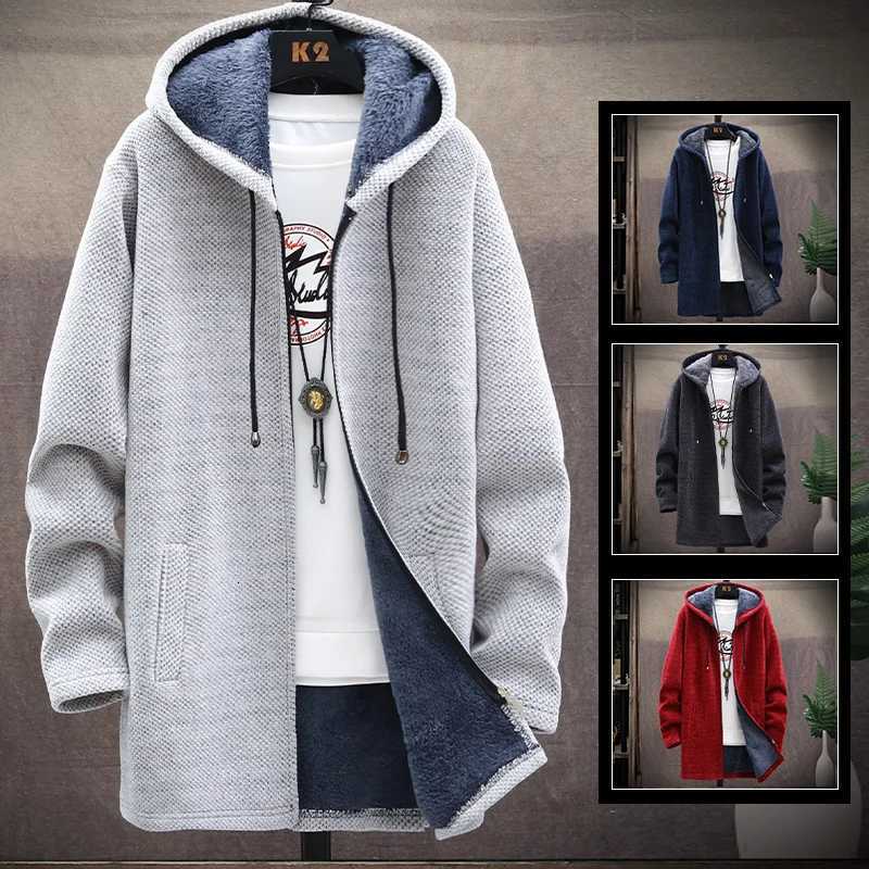 Men's Sweaters Mens Long Knit Cardigan Autumn Winter Sweater Coat fl1 Heavy Hooded Trench Coat Solid Chenille Men's Fashion Jacket D261009