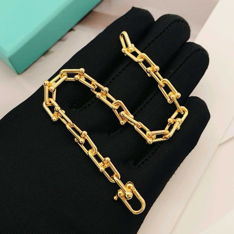 18K Gold Plated Chain Bracelet for Men Women Luxury Designer Link Bracelet Vintage Minimalist Chunky Bracelet Statement Fashion Jewelry Gift