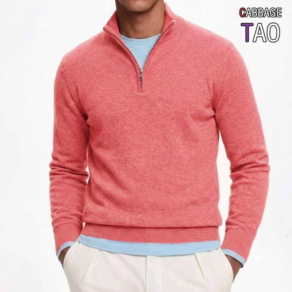 Men's Sweaters Mens Slim Fit Half Zip Knit Pullover Sweater High Neck Long sl1 Knitted Coat Warm Autumn Winter Casual Turtleneck for Men D26100