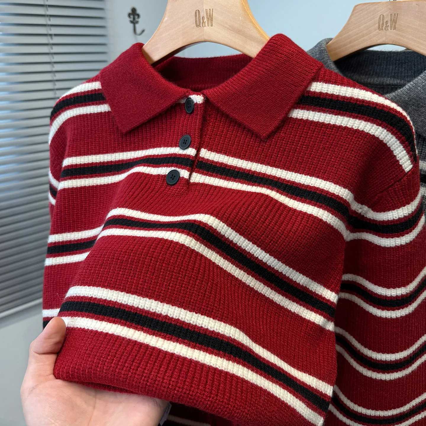 Men's Sweaters Vintage Knitted Sweaters for Man 2026 Korean Style Autumn Winter Pullover Women Striped Sweater Men's Clothing D261009