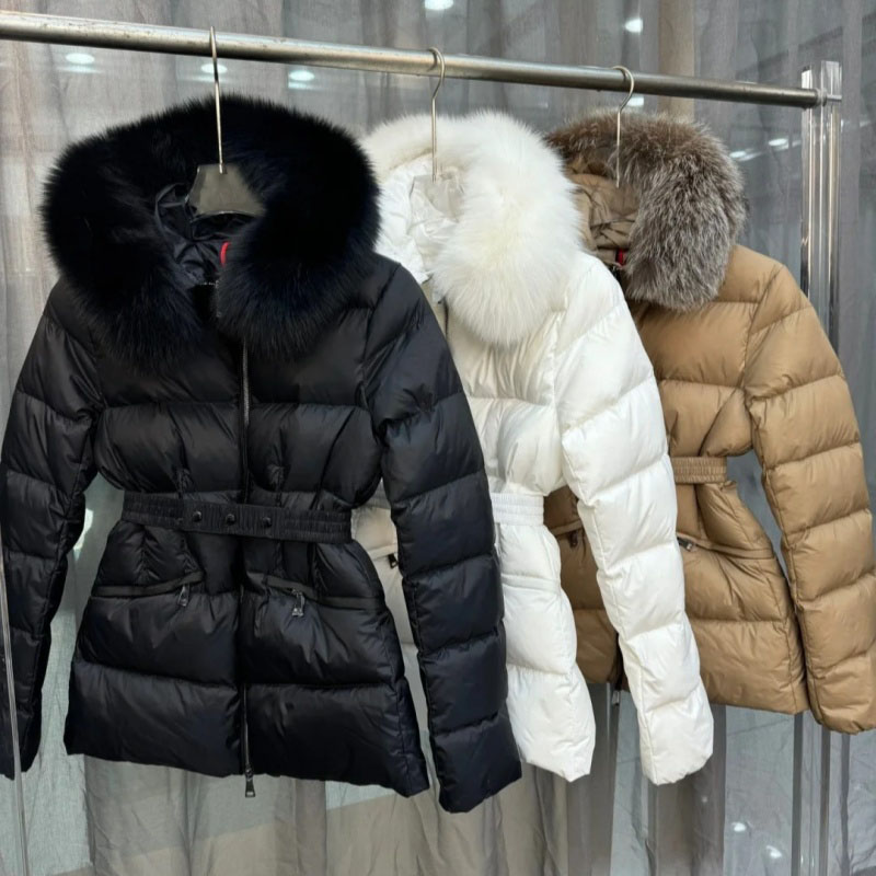Womans coat women jacket winter boed short down jackets fur coats real raccoon hair collar Puffer jacket women parka with belt lady cotton coat oute