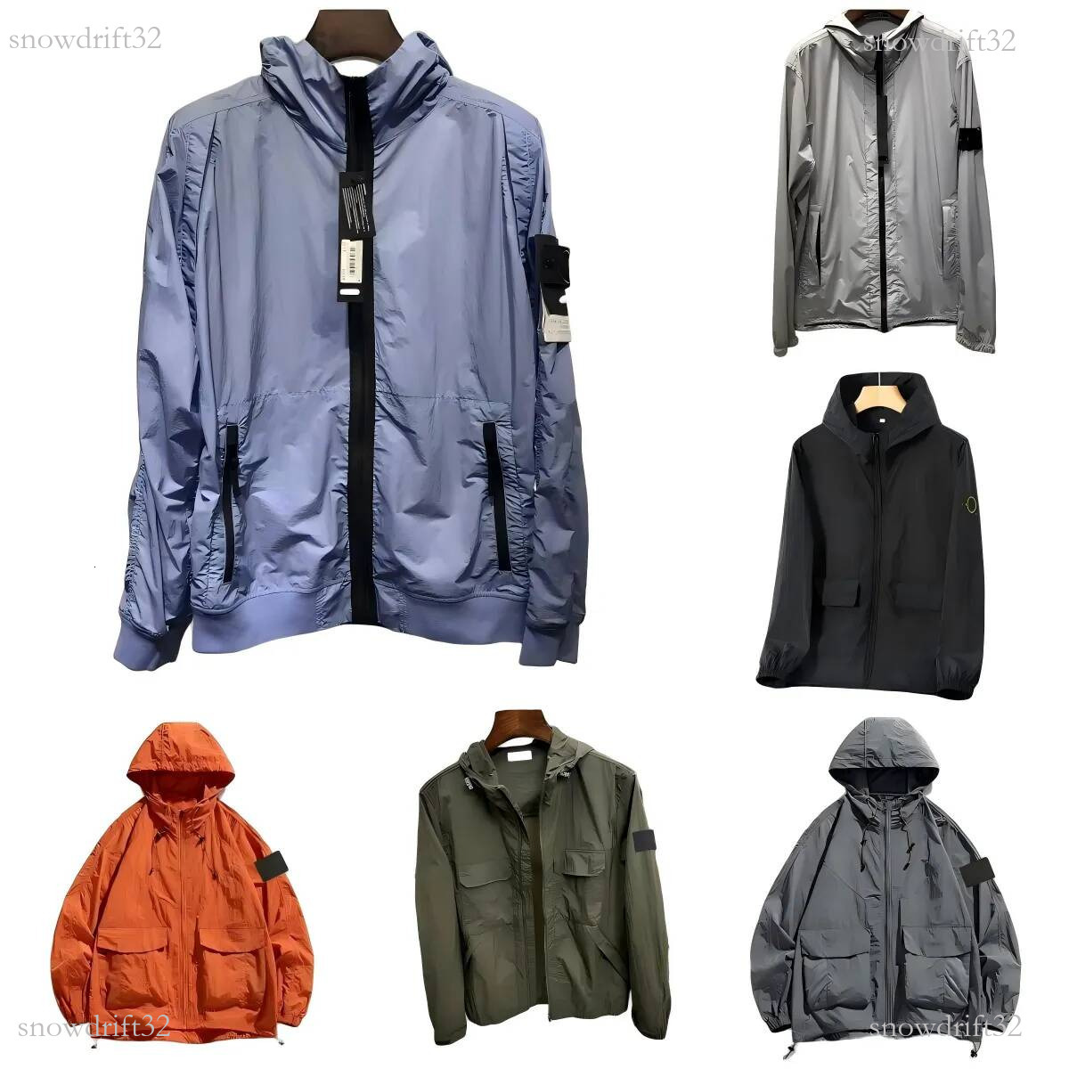 Pull Stone Hooded Windbreaker topstoney Jacket Lightweight Waterproof Sun Protection Coat Zip Up Casual Streetwear Outdoor Running Hiking Jacket 9b1