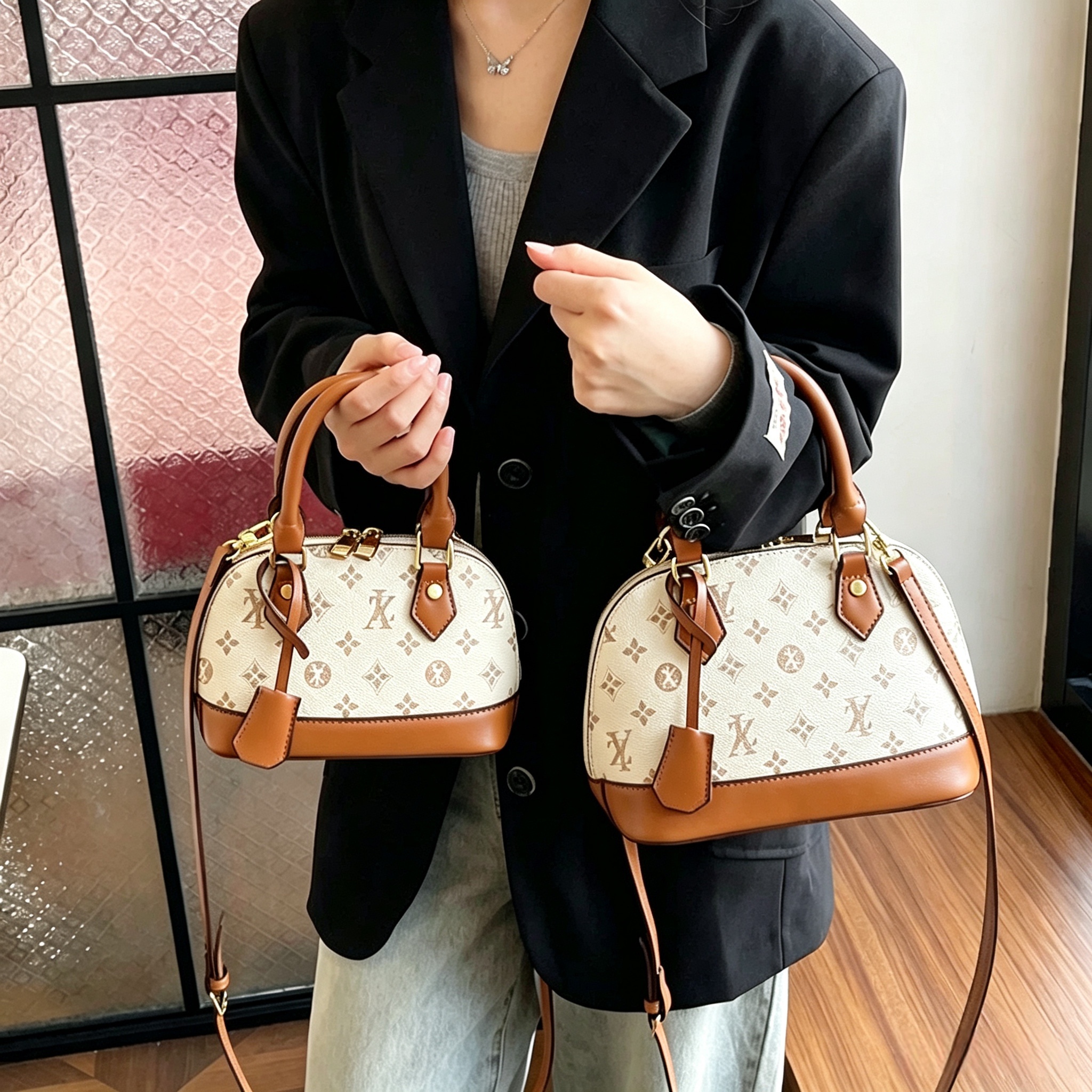 Designer Bags 2026 Trends Women Vintage Shell Shoulder Bag Retro Printed PU Leather Top Handle Handbag Detachable Strap Crossbody Purse For Daily Co
