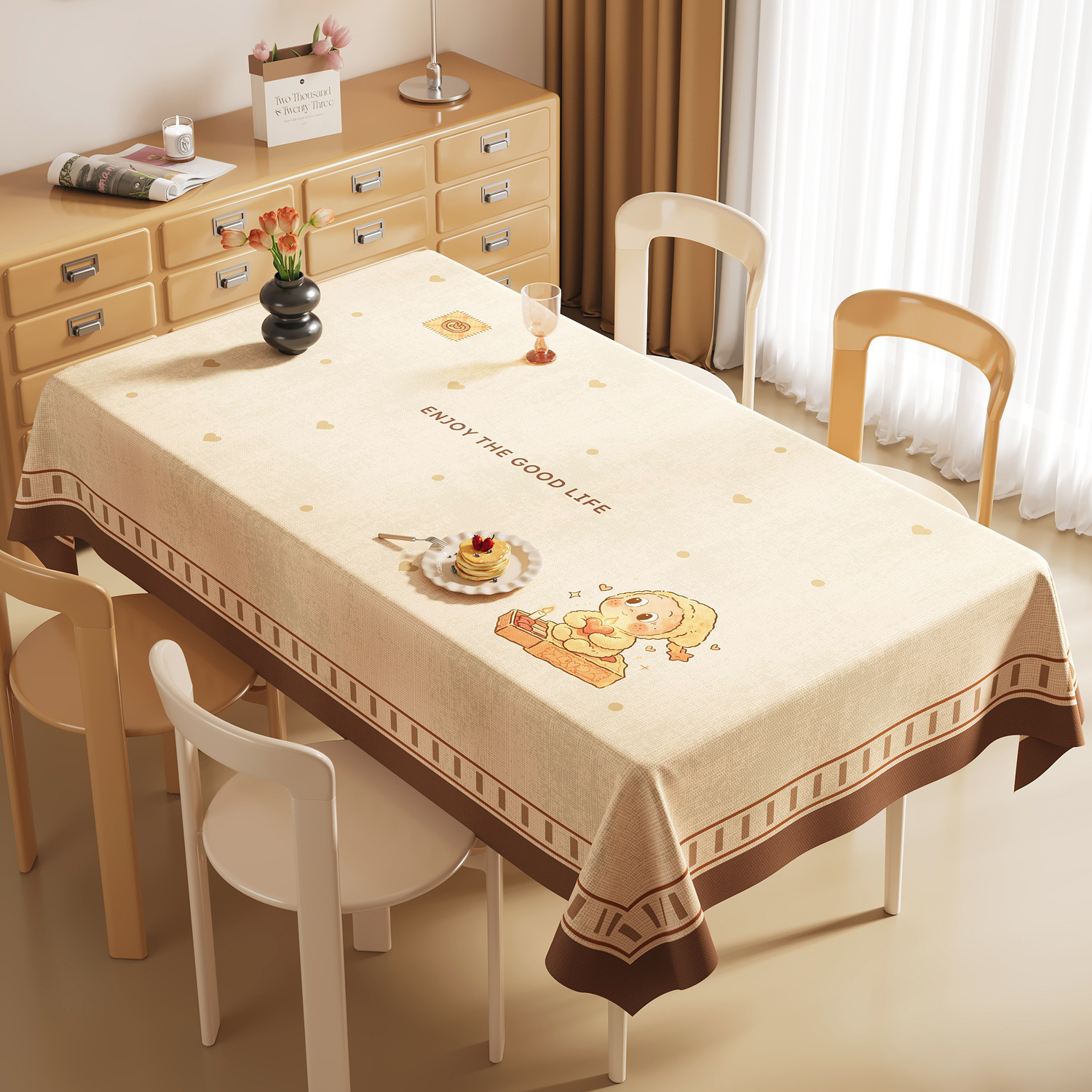 Nappe de Table carrée en lin uni, imperméable, résistante à l'huile et sans entretien, personnalisée, nouvelle collection YL-39305