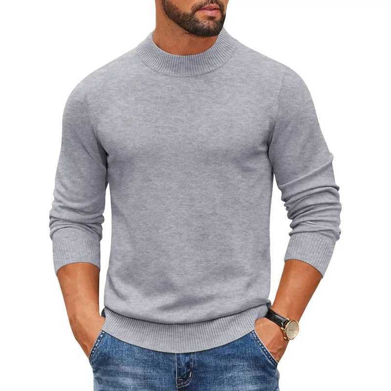 Men's Sweaters Men's Autumn Winter Knitwear Mock Neck Wamr Sweater Casual Solid Color Slim Fit High Elastic Classic Style Knitted Pullover
