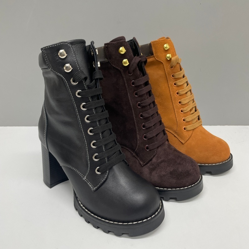 Bottes à talons hauts Bottes d'hiver en cuir de veau en daim Bottines marron chameau Au-dessus des bottes au genou Femme Martin Designer Classiqu