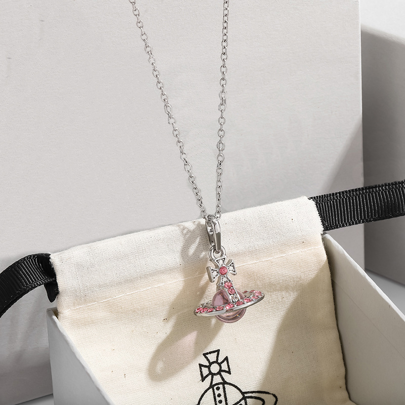 Fashion Designer Silver Plated Zircon Planetar Pendant Necklace Exquisite Luxurious Gift Suitable For Women Leisure Simple And Multi Stle Matching W