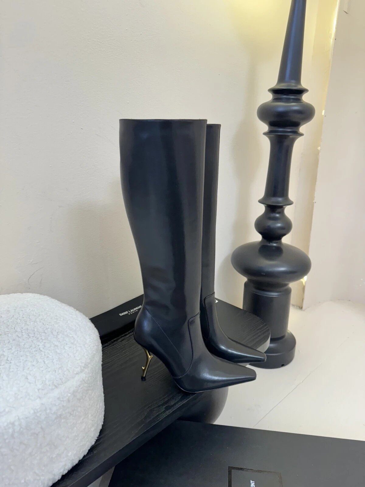boot designer woman knee high stiletto point toe patent burgundy zipper luxury comfortable red black party work retro fashion office city street cas