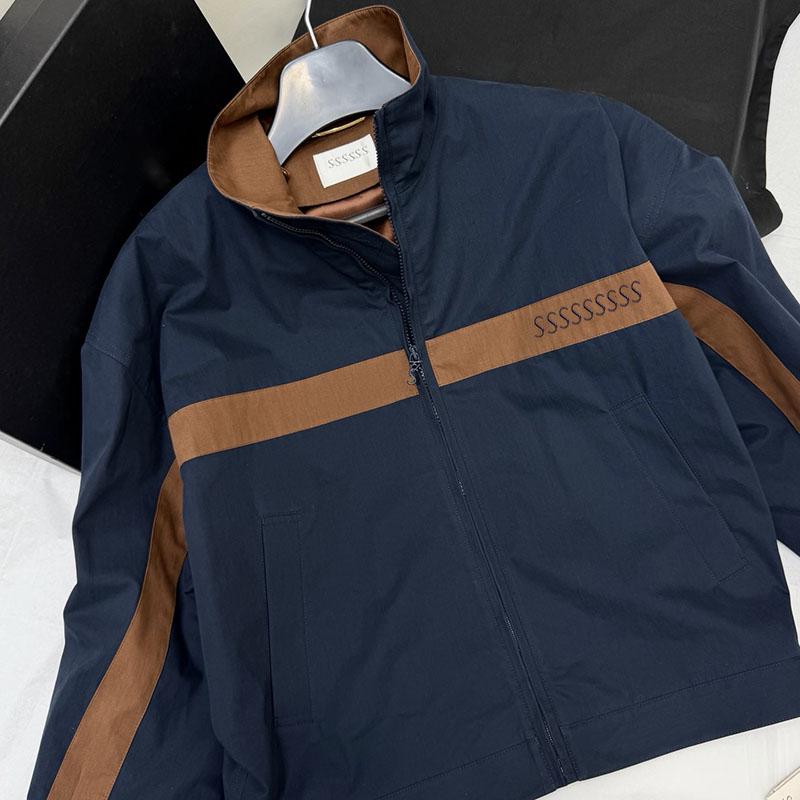 Designer Embroidered Striped Jacket Luxury Women Long Sleeve Sporty Windbreaker Casual Daily Vacation Basic Streetwear Tops