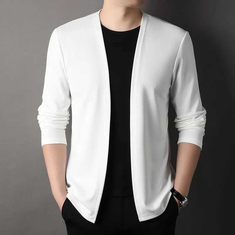 Men's Sweaters Spring Autumn Knit Cardigan Men Fashion Solid Color Stand Collar Slim Fit Comfortable Casual Men's Korean Knitted Sweater J