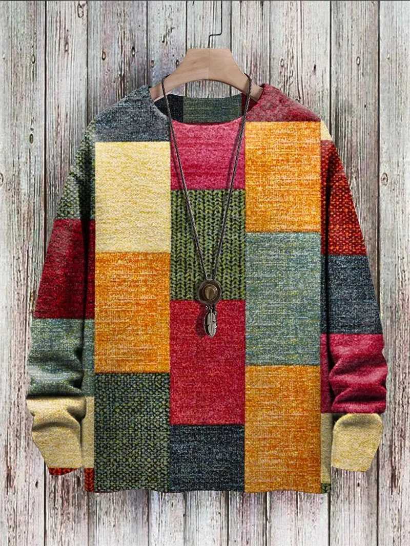 Men's Sweaters Christmas 3d Print Sweater For Men Women Retro Vintage Colorful Unisex Pullover Harajuku Y2K Casual Funny Long sl1s Men Tops D26