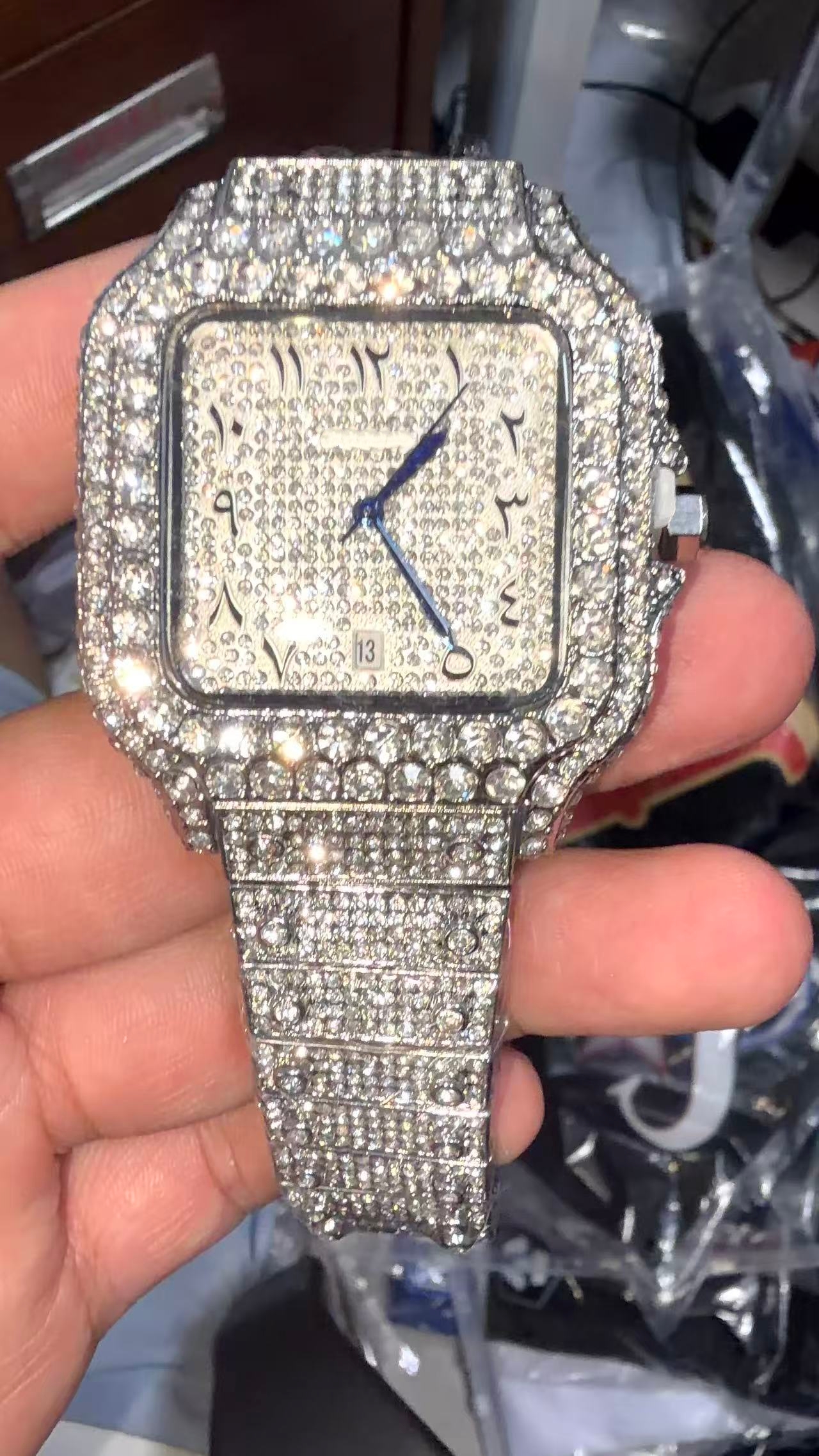 VVS Top Qualité Automatique Mécanique Glacé Femmes Designer Hommes Moissanite Pass Dia Montres Livraison gratuite moissanite montre pass dia test