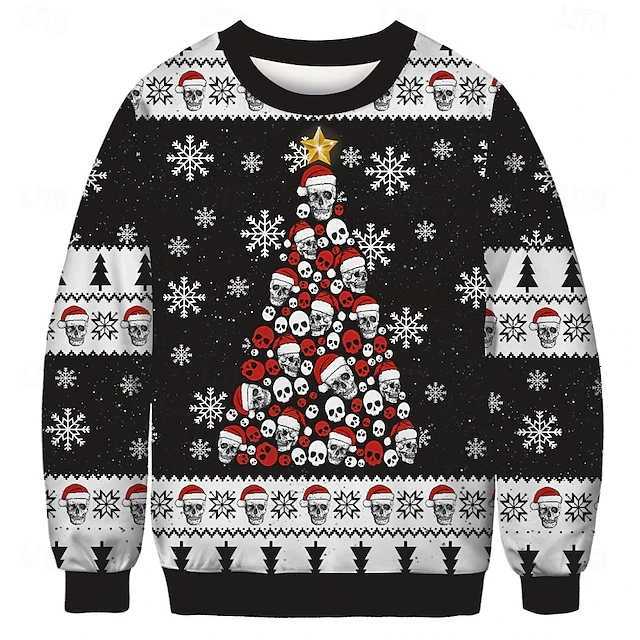 Men's Sweaters Christmas Tree Ugly Xmas Sweater Mens Sweatshirt Autumn Holiday Crewneck Sweatshirts Kawaii Cow Graphic Pullovers Unisex Tops D2
