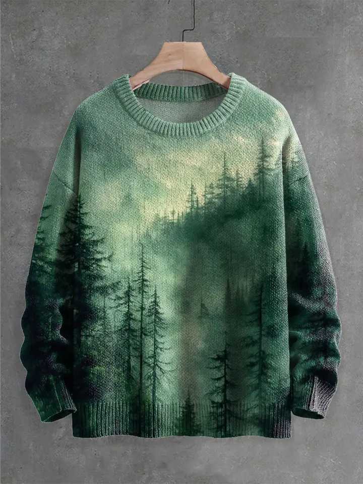 Men's Sweaters PLstar Cosmos Landscaping Nature Art 3D Printed Round Neck Knitted Sweater Winter Unisex Casual Warm Knit Pullover Sweater MY34