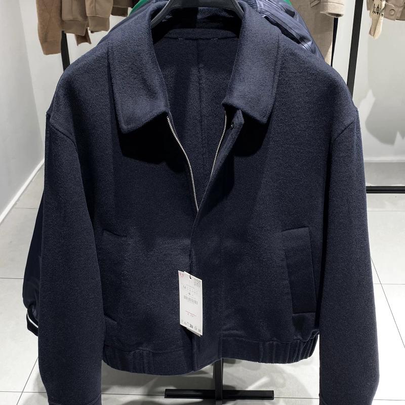 Designer Men Winter Double Faced Shirt Jacket Lapel Zip Up Solid Casual Thick Loose Short Coat
