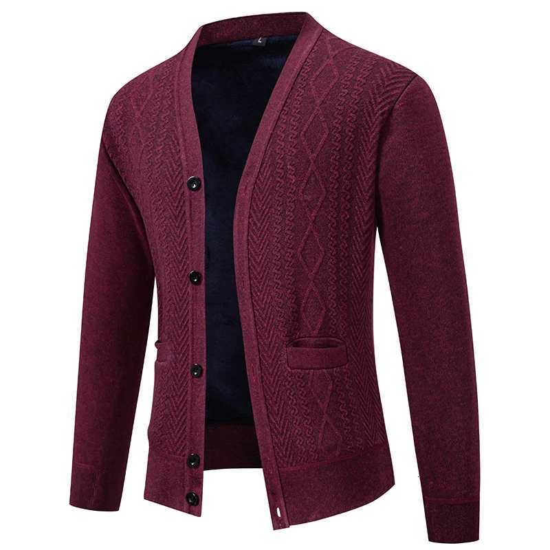 Men's Sweaters Autumn Winter Men's Casual Cardigan Korean Style Fashion Knitted Sweater Coats Men V-Neck Solid Color Knit Cardigan Outerwe