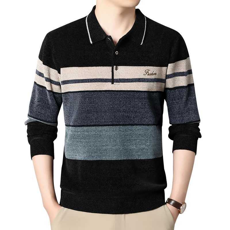 Men's Sweaters Men's Lapel Sweater Fashion Striped Knitted Pullovers Autumn Winter fl1 Lined Knitwear Thickened Jumpers New D261009
