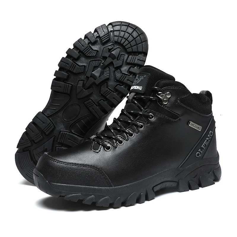 Outdoor Shoes Sandals Large Size Outdoor Ankle Boots Men Snow Boots Black Casual Leather Boots Boys Winter Cowboy Footwear Hiking Shoes Warm Plush Q