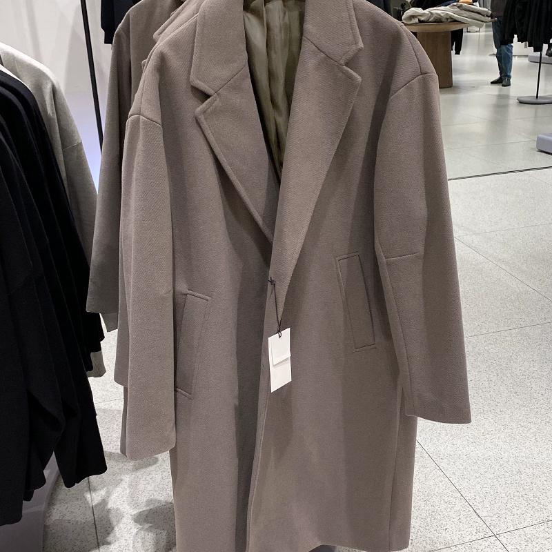 Parka mi-longue ample et décontractée pour homme, manteau de styliste, col de costume, simple boutonnage, veste chaude en Polyester avec poches,