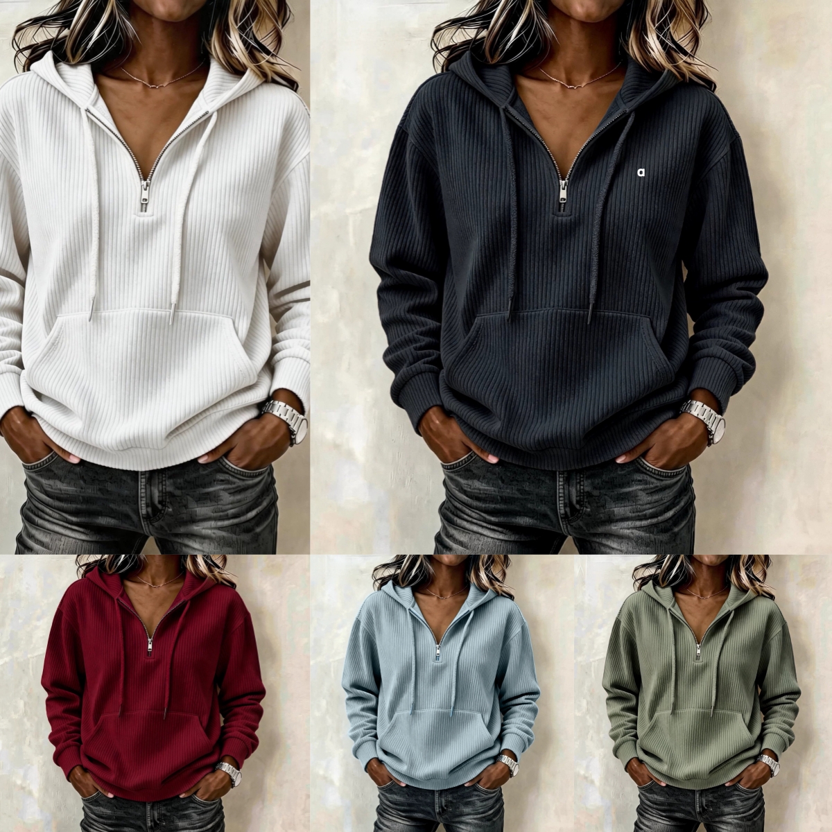A3064 3D nouveau sweat à capuche à manches longues en velours côtelé rayé rétro décontracté d'amazon européen et américain