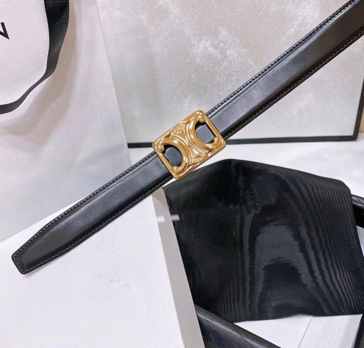 2026 New belt Designer Women Belt Fashion Big Buckle Thin Belt Retro collar buckle women hight quality genuine leather belt with gift box women