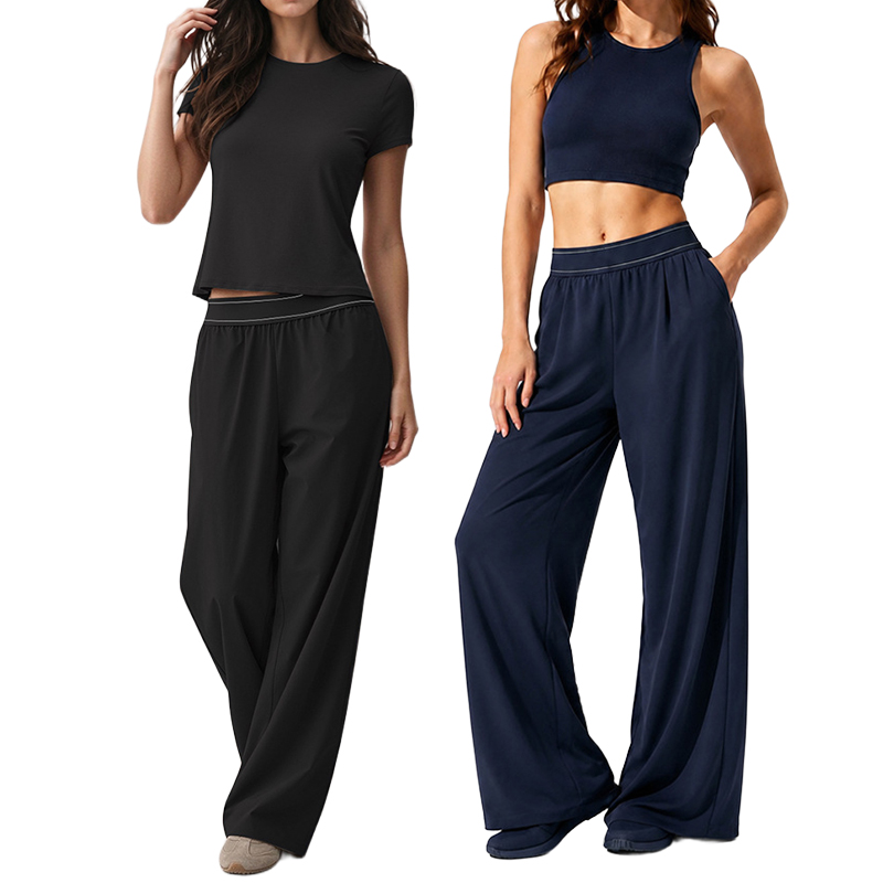 Women's Yoga Set Designer Sports Pants High-Waist StudioTrousers Bra +Leggings Gym shorts+vest Sets Straight-Leg Suit-Up Trousers Sweatpants