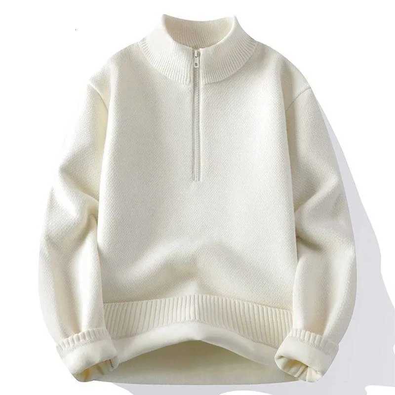 Men's Sweaters Winter Men's fl1 Knit Pullovers Mock Neck Warm Casual Sweater Men Solid Color Half Zipper Loose Fashion Thick Knitted Sweat
