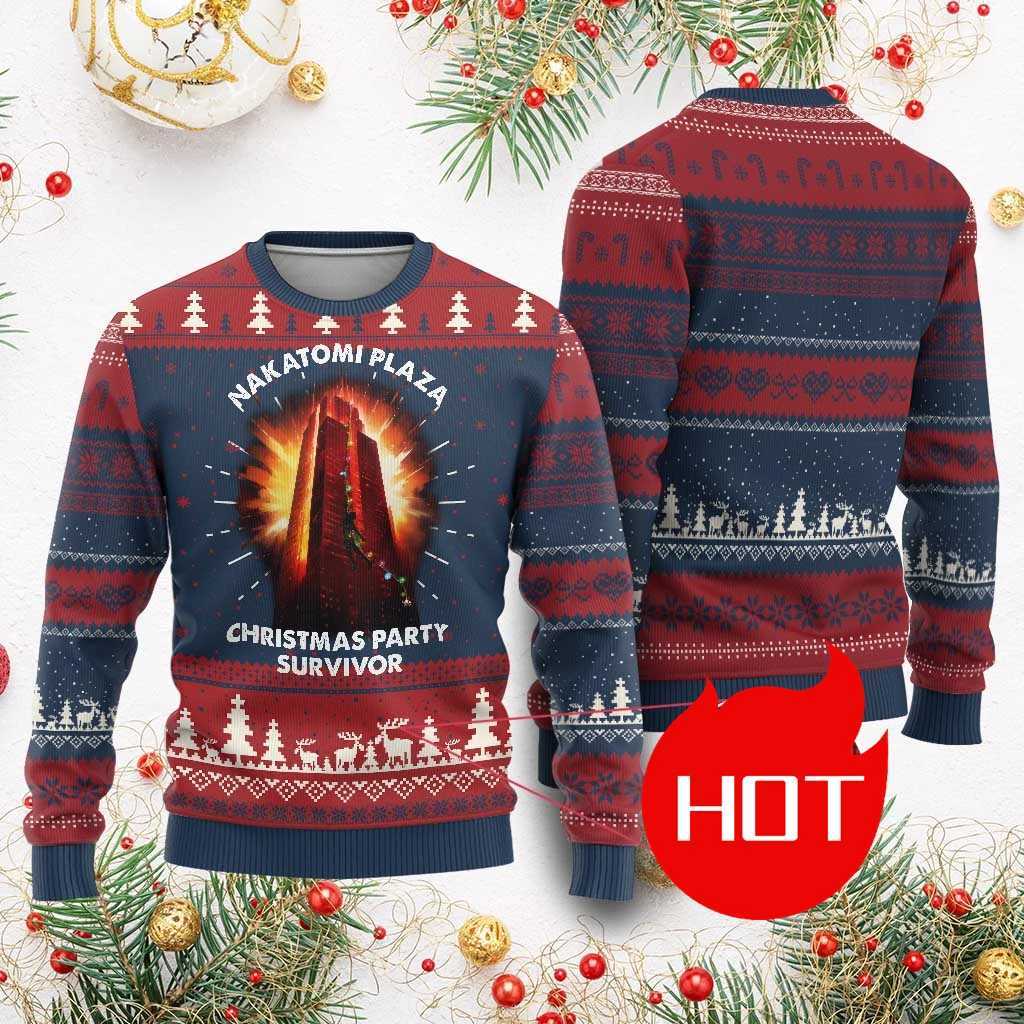 Men's Sweaters Funny Nakatomi Plaza Ugly Christmas Sweater Xmas Party 1988 Jumper Sweaters Japanese Style Harajuku Fashion Unisex Streetwear D2