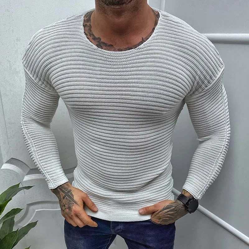 Men's Sweaters Men's Spring and Autumn slim fit long sl1d round neck pullover sweater luxurious and comfortable top sweater jacket D261009
