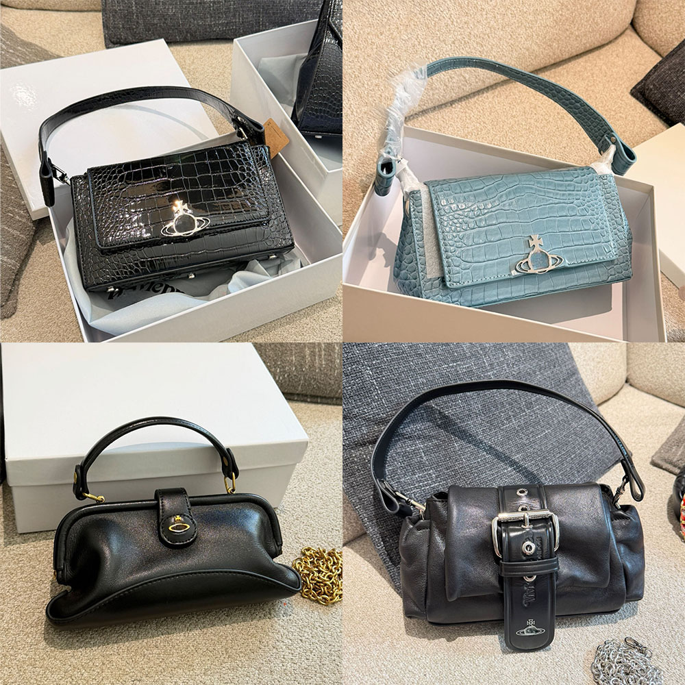 Designer Bag Hazel Frida Shoulder Bag Planet Retro Saturn Decor Women Croc Embossed Leather Handbag Top Handle Purse Chain Strap Crossbody Bag Punk