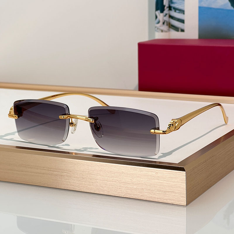 Designer Sunglasses For Women Men Fashion Metal Rimless Rectangle Eyewear 0833 Luxury Sunglasses Outdoor Goggles UV400 Glasses With Box