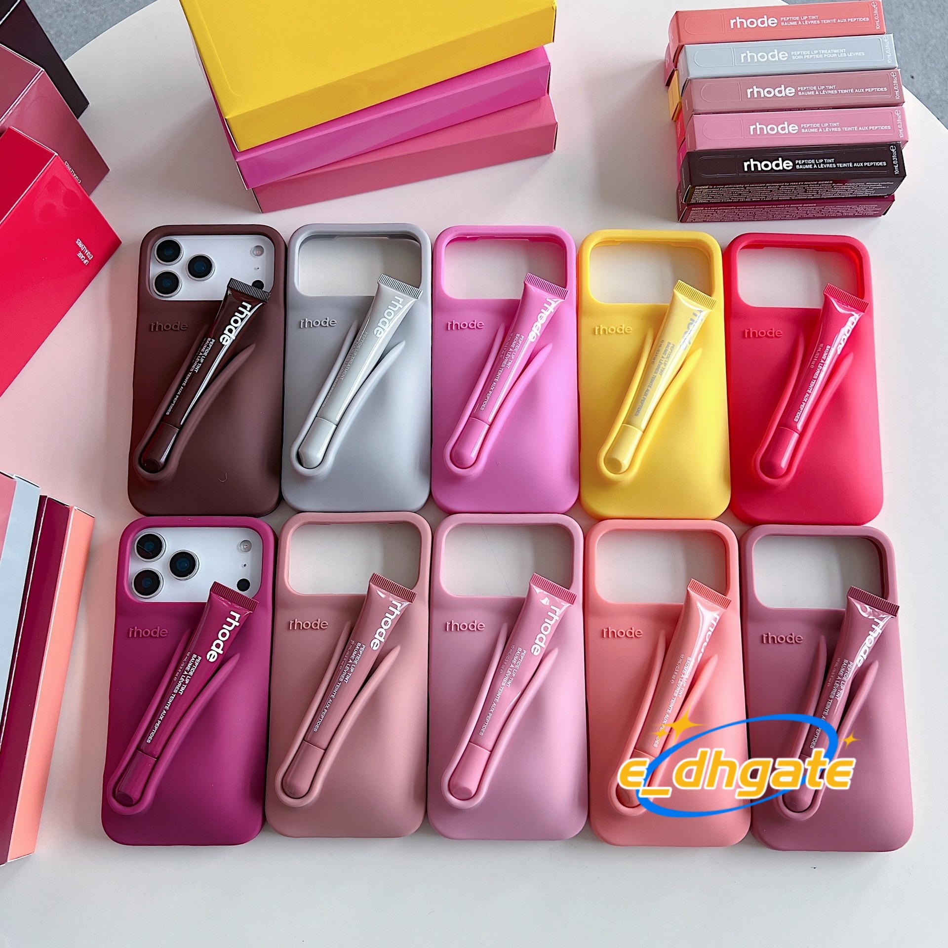 with Box Rhod Lipstick Portable phone Case Design Lip Gloss Lipstick Lip Balm 3D Make Up Silicone Soft Phone Cases for iPhone 18 17 16 15 14 13 12 1
