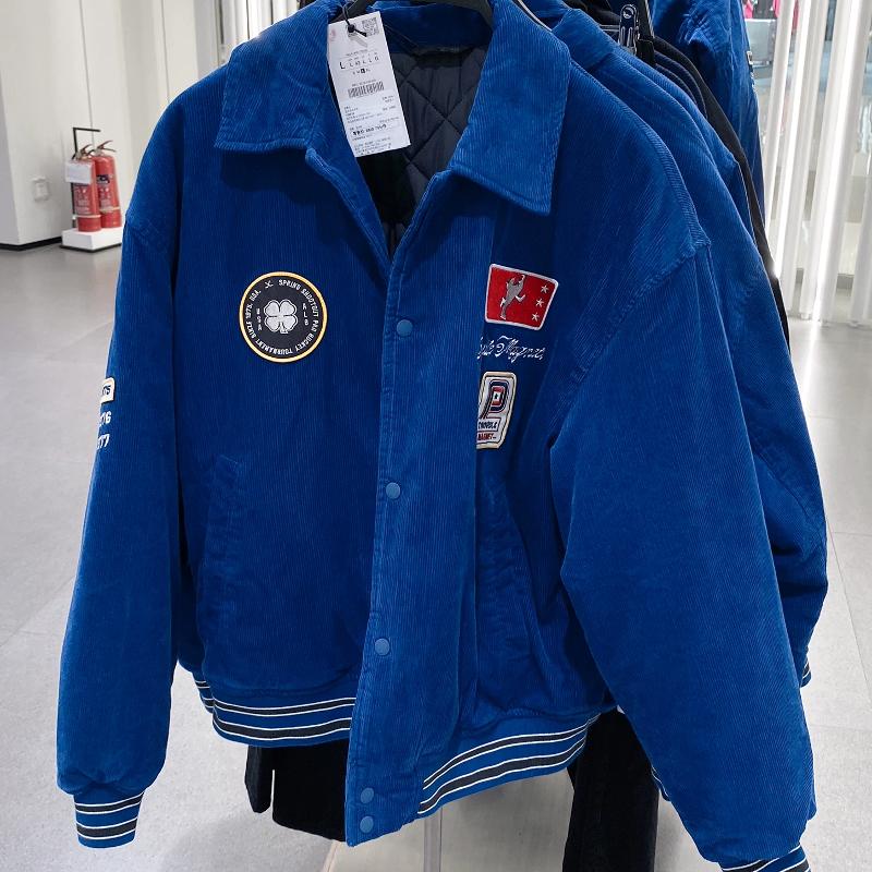 Veste en velours côtelé pour hommes, meilleure vente de styliste, avec patchs brodés, coupe ample, manteau en coton rembourré, vêtements d'extéri